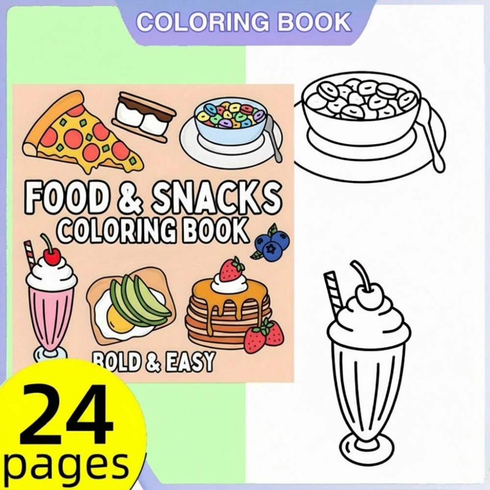 Food And Snacks Coloring Book Bold And Easy - Книга-раскраска для взрослых: Еда и закуски,