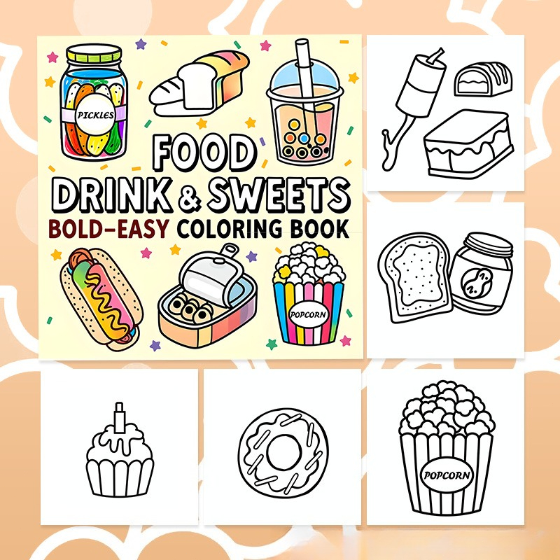 Книга-раскраска для снятия стр – обзор и цена Food And Snacks Coloring Book Bold And Easy