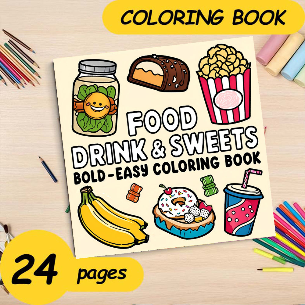 ЯЩИЙ НАПИТ И СЛАДКИ Книжка-рас – обзор и цена Food And Snacks Coloring Book Bold And Easy