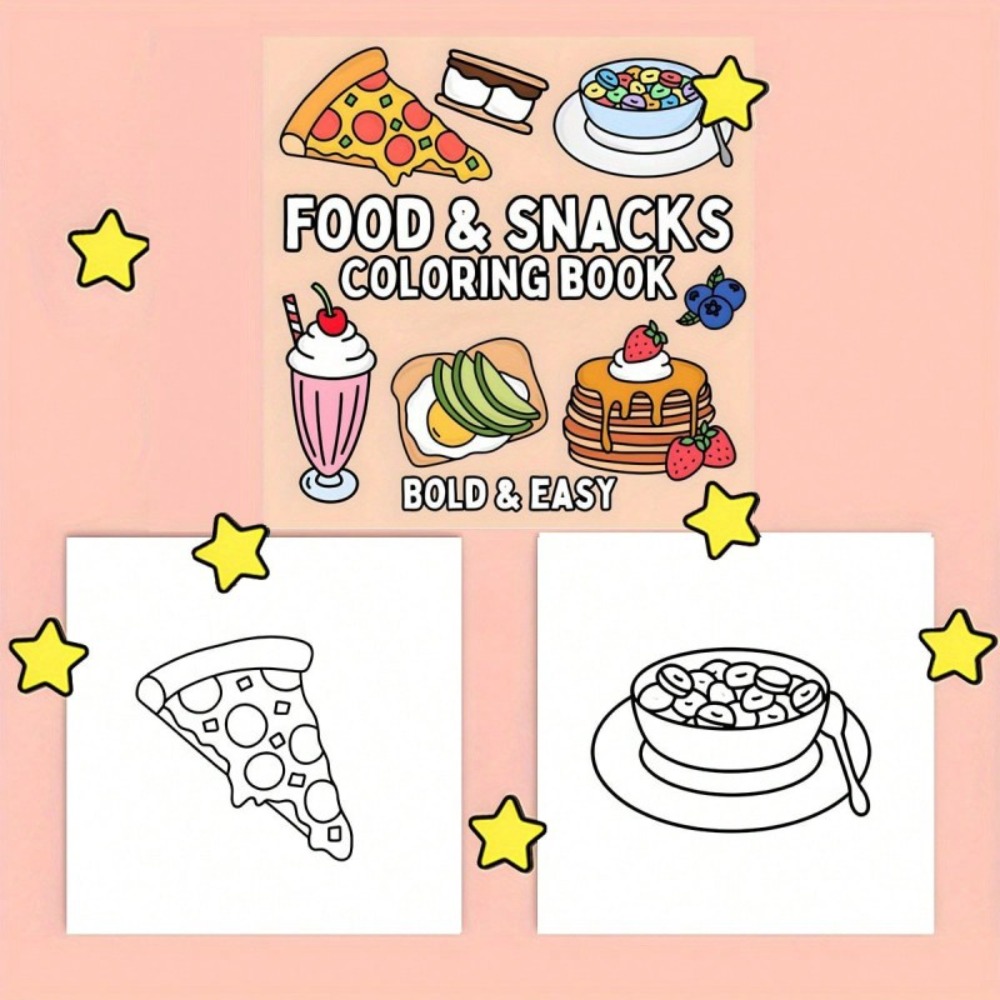 Книга-раскраска для взрослых:  – обзор и цена Food And Snacks Coloring Book Bold And Easy